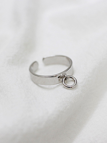 Simple Little Circle Smooth Silver Opening Ring