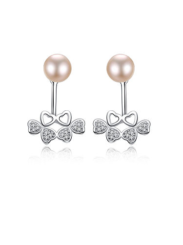 Boucles d'oreilles pendantes en argent sterling 925 avec fleur simpliste plaquée platine