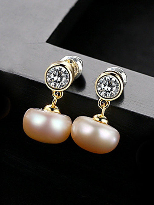 Pure Silver Natural Freshwater Pearl Stud Earrings