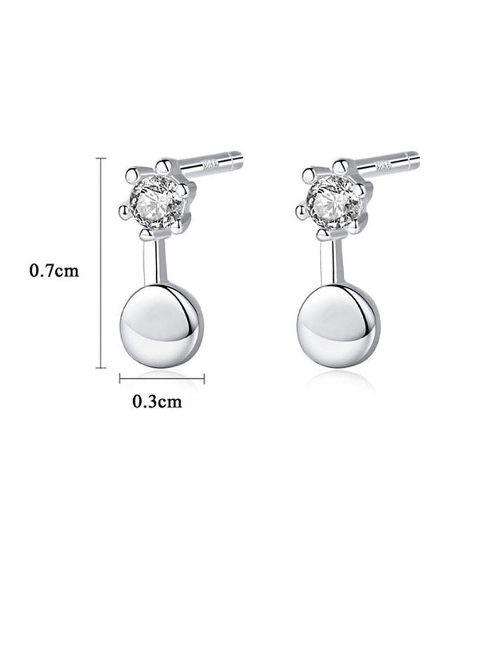 925 Sterling Silver With Cubic Zirconia Cute Round Stud Earrings