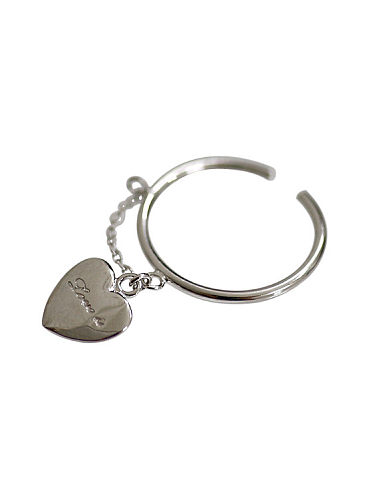 Personalized Heart Short Chain Silver Opening Ring