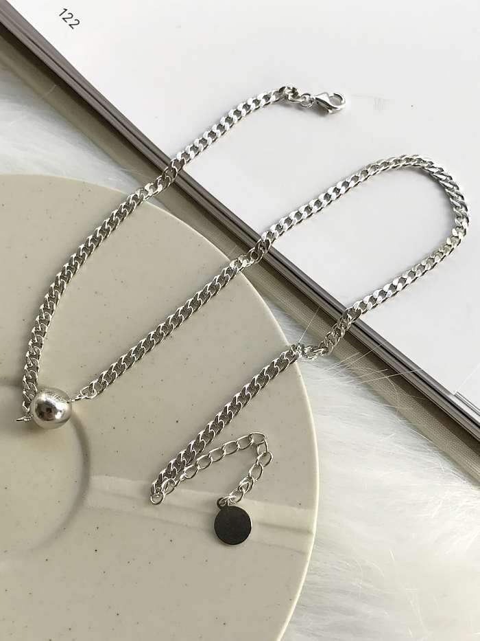 925 Sterling Silver Ball Vintage Link Necklace