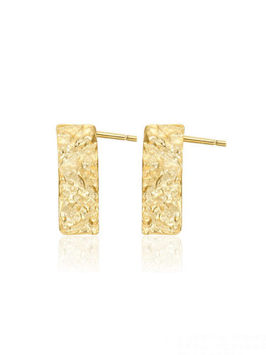 925 Sterling Silver With Gold Plated Simplistic Square Stud Earrings