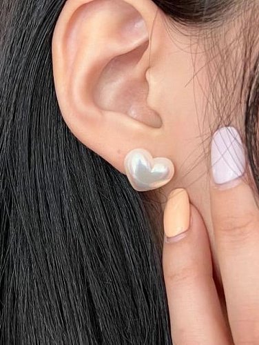 Boucle d'oreille minimaliste en argent sterling 925 avec perle et coquillage