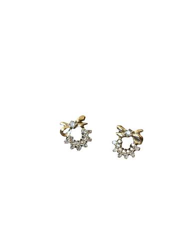 925 Sterling Silver Cubic Zirconia Bowknot Dainty Stud Earring