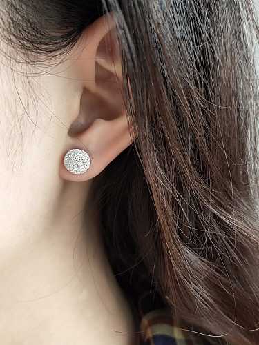 Boucle d'oreille minimaliste ronde blanche en argent sterling 925 avec oxyde de zirconium