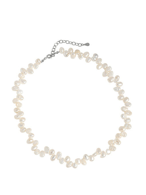 Collar bohemio geométrico de perlas de agua dulce de plata de ley 925