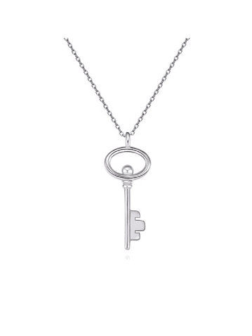 925 Sterling Silver With Gold Plated Simplistic Smooth Key Pendant Necklaces