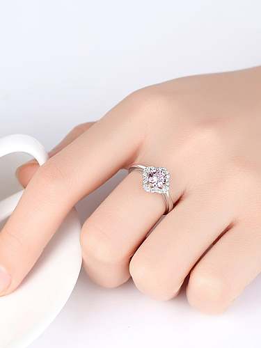 925 Sterling Silver Inlaid with 3A powder zircon simple fashion Ring