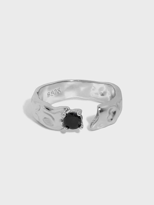 925 Sterling Silver Cubic Zirconia Irregular Vintage Band Ring