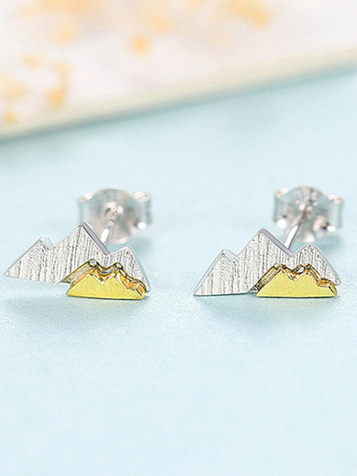 925 Sterling Silver With Two-color plating Simplistic mountain Stud Earrings