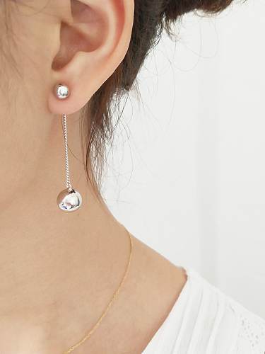 925 Sterling Silver Minimalist Big And Small Ball Threader Earring