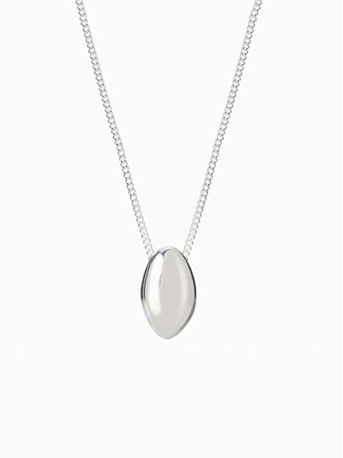 Colar de pingente oval liso minimalista de prata esterlina 925