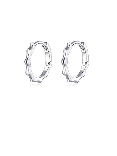 925 Sterling Silver With White Gold Plated Minimalist Geometric Hoop Earrings
