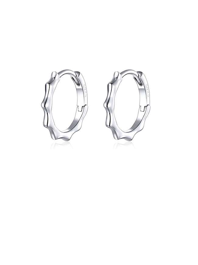 Boucles d'oreilles créoles géométriques minimalistes en argent sterling 925 avec plaqué or blanc