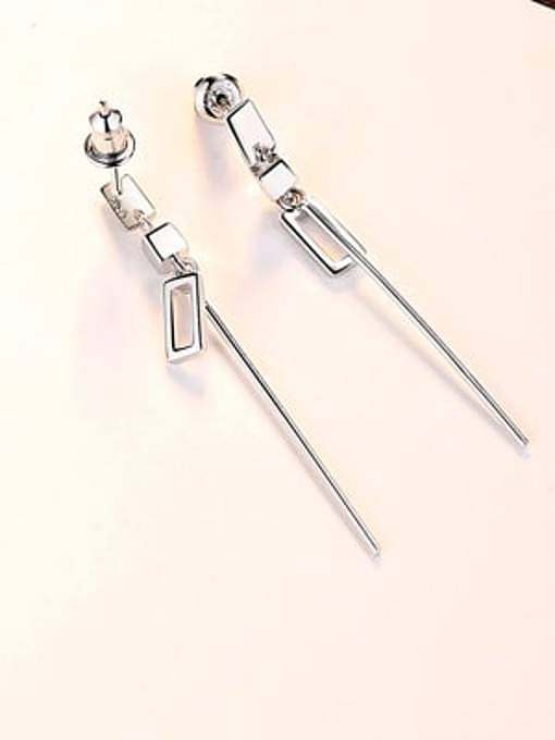 Glatter geometrischer minimalistischer Einfädler-Ohrring aus 925er Sterlingsilber
