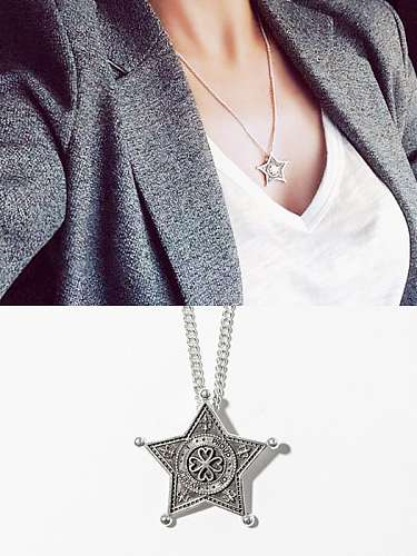 Collar de pentagrama vintage de plata de ley 925