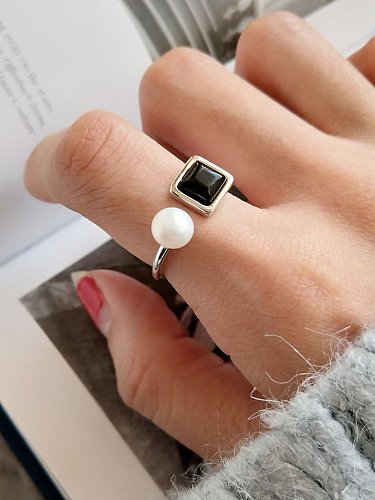 925 Sterling Silver Carnelian Geometric Bohemia Band Ring