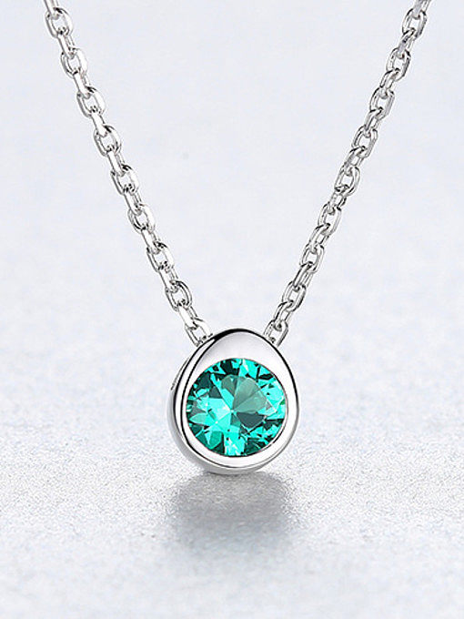 925 Sterling Silver With Cubic Zirconia Cute Round Necklaces