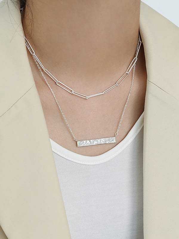 925 Sterling Silver Vintage Geometric Necklace