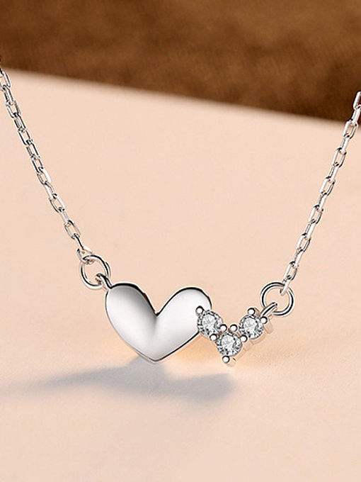 925 Sterling Silver With Cubic Zirconia Cute Heart Locket Necklace