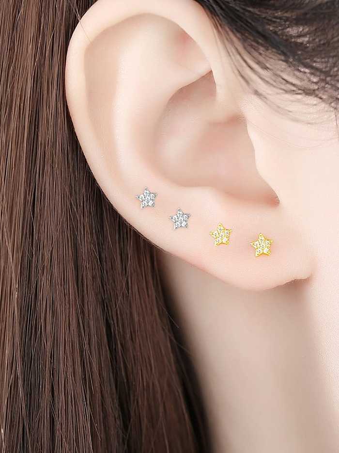 Boucles d'oreilles minimalistes en argent sterling 925 avec oxyde de zirconium et étoile