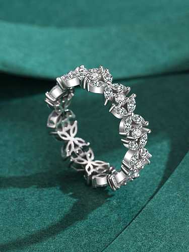 925 Sterling Silver Cubic Zirconia Clover Classic Band Ring
