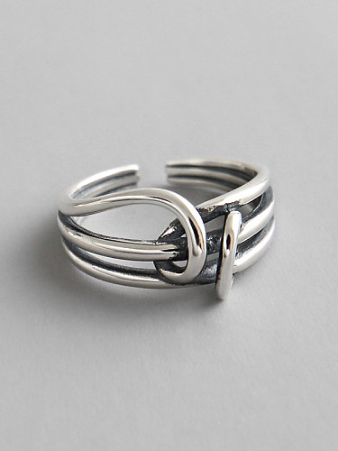 Ring aus 925er Sterlingsilber mit geometrischem Vintage-Design in freier Größe