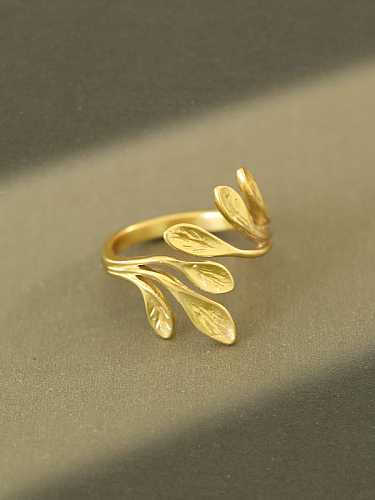 925 Sterling Silver Leaf Minimalist Band Ring