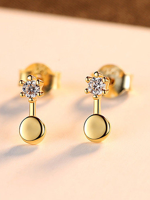 925 Sterling Silver With Cubic Zirconia Cute Round Stud Earrings