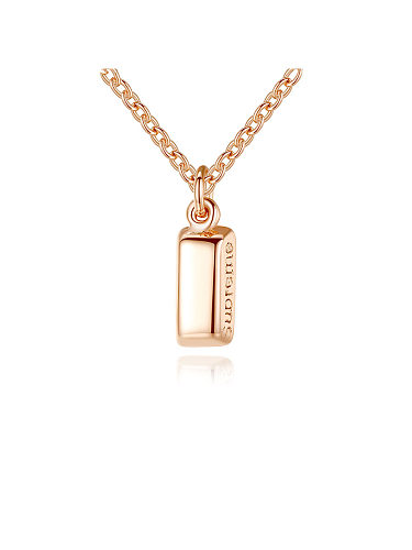 925 Sterling Silver With Rose Gold Plated Simplistic Geometric Necklaces