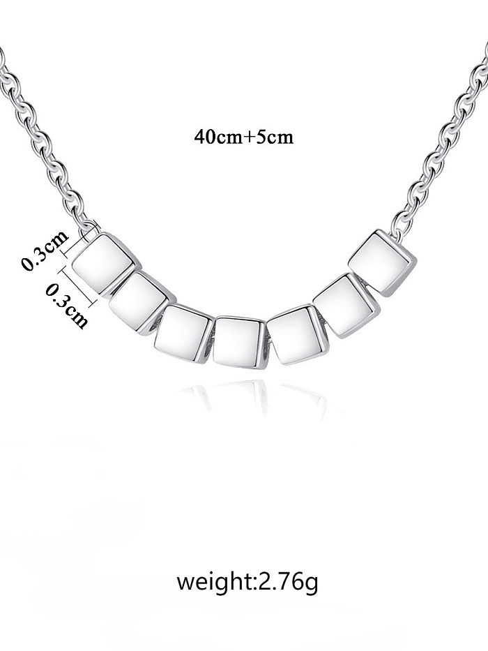 925 Sterling Silver Simple fashion square pendant Necklace