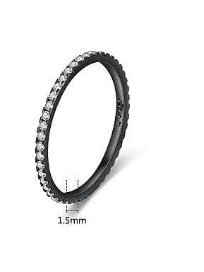 925 Sterling Silver Rhinestone Round Minimalist Band Ring