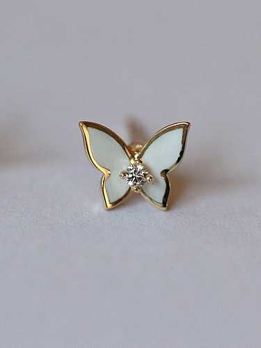 925 Sterling Silver Cubic Zirconia White Butterfly Dainty Stud Earring