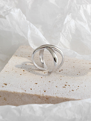 Anéis de prata esterlina 925 com cruz simples banhado a platina X tamanho livre