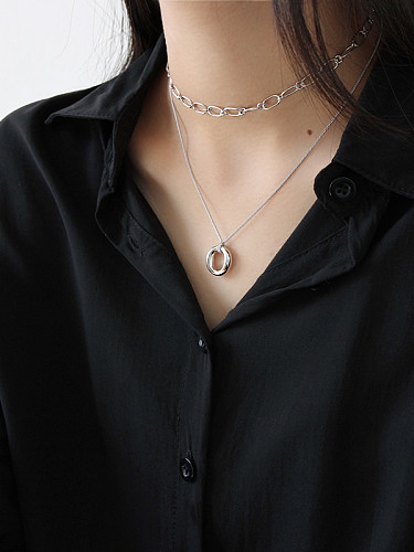 925 Sterling Silver With Silver Plated Simplistic Chain Necklaces