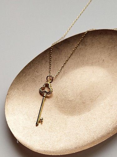 Sterling Silver classic key gold necklace