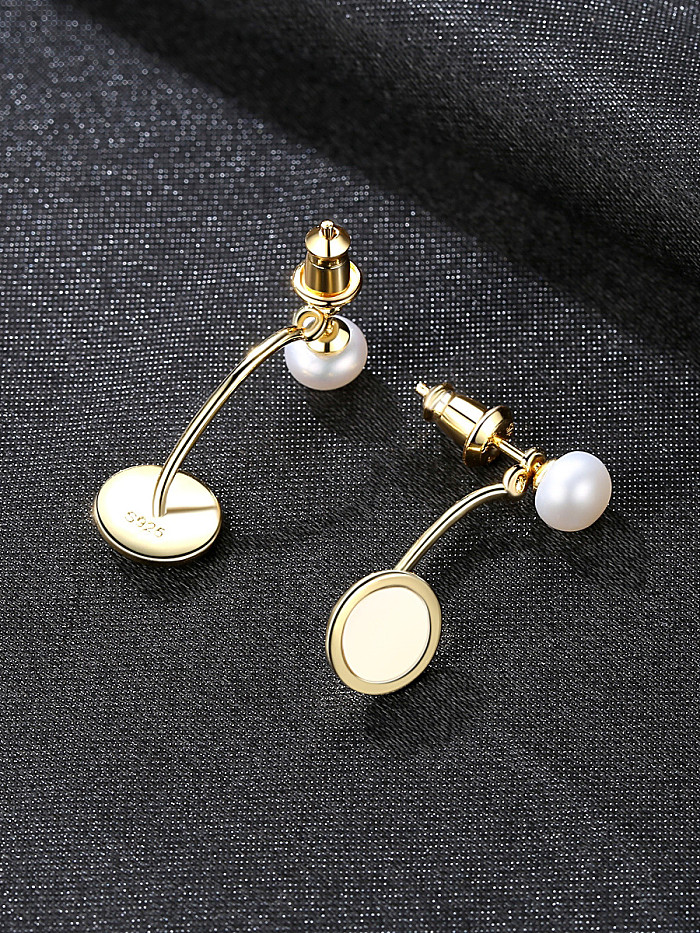 Boucles d'oreilles rondes simplistes en argent sterling 925 avec plaqué or