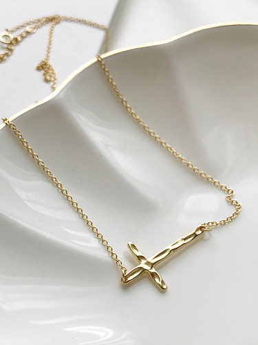 New 925 Silver plated gold Cross Necklace