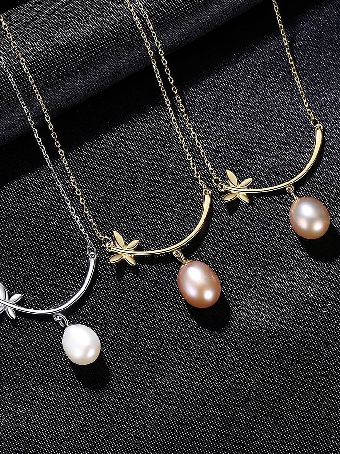 925 Sterling Silver Freshwater Pearl Flower Minimalist Necklace