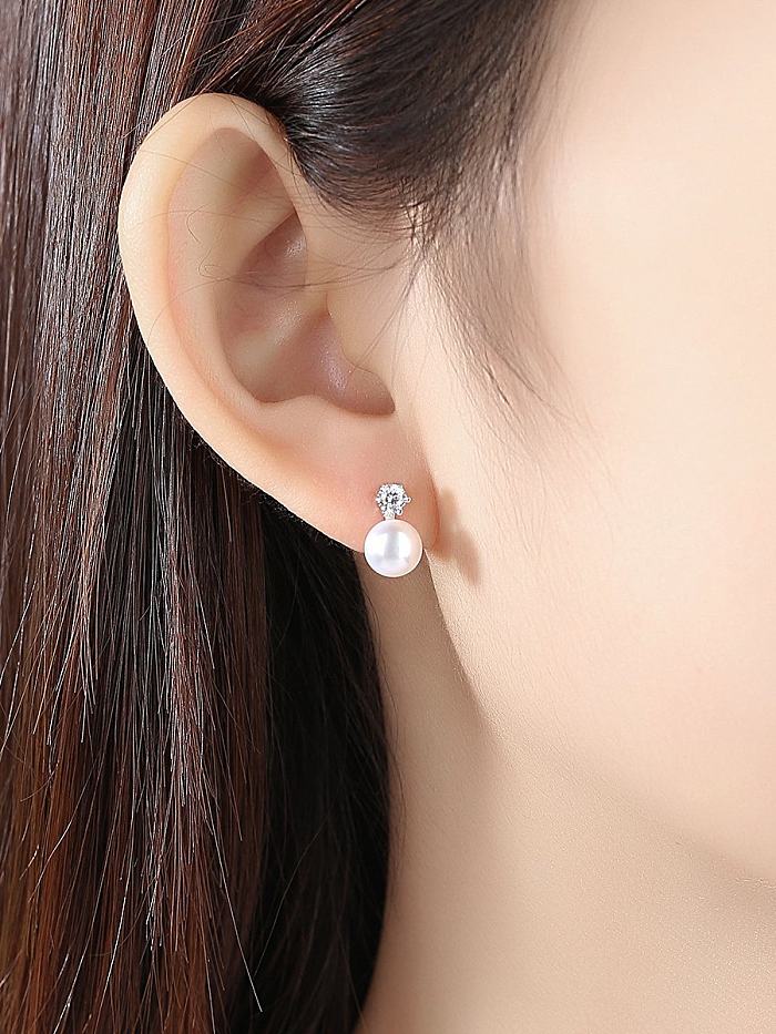 Boucles d'oreilles petites perles naturelles simples en argent sterling