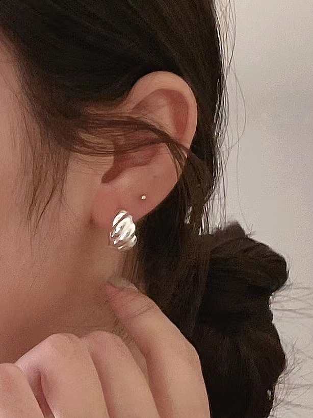 Pendiente corrugado vintage geométrico de plata esterlina 925