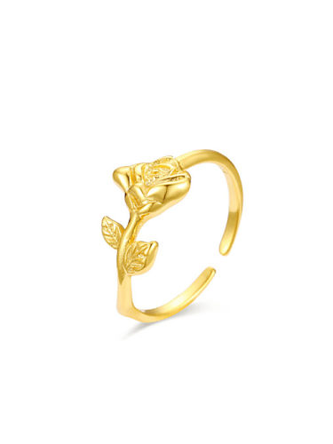 Ringe aus Sterlingsilber mit goldenen Rosen in freier Größe