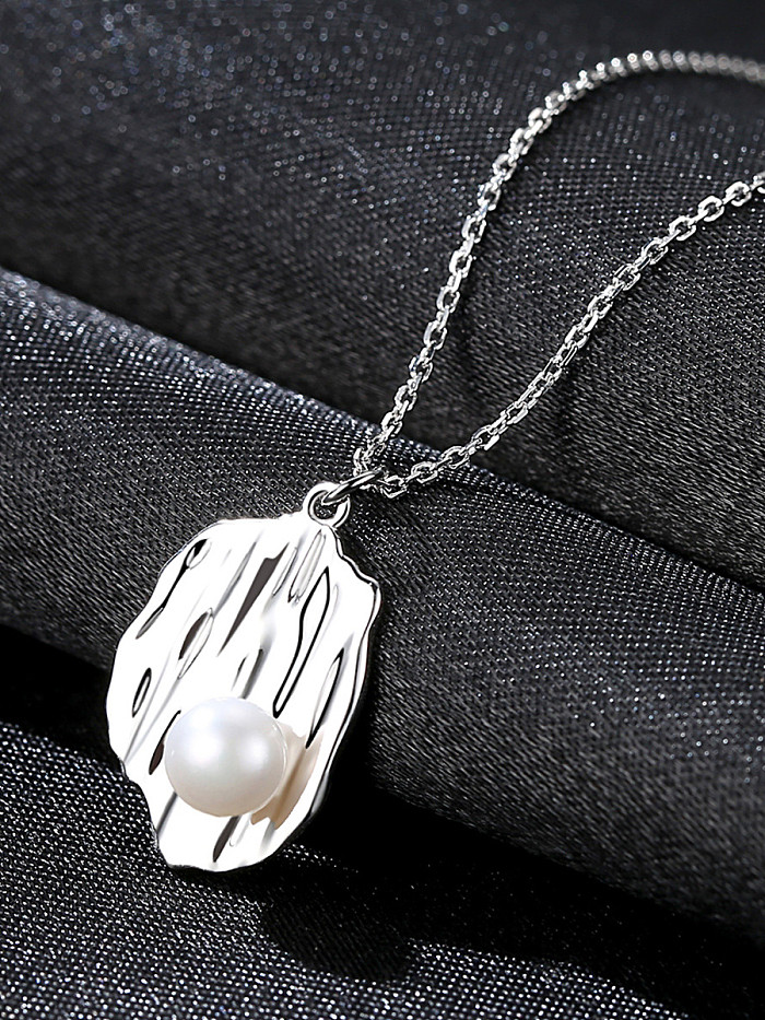Persönlichkeits-Halskette aus reinem Silber mit natürlichen Süßwasserperlen