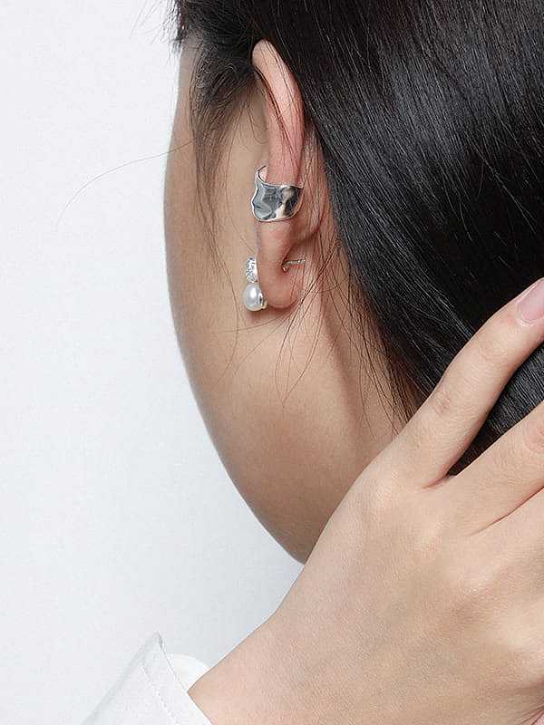 925 Sterling Silber unregelmäßiger Vintage einzelner Ohrring