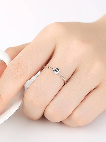 Pure Silver Engagement 4mm Hearts and arrows zircon ring