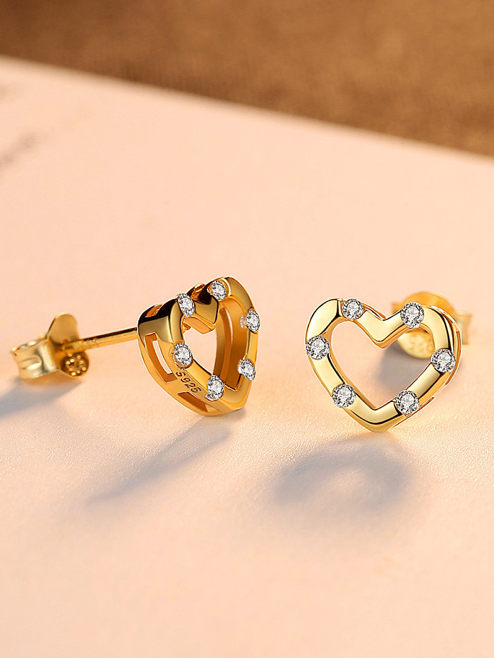 925 Sterling Silver With Heart-shaped Stud Earrings