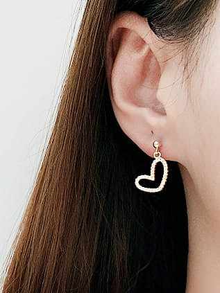 Boucles d'oreilles en argent sterling 925 avec oxyde de zirconium et cœur