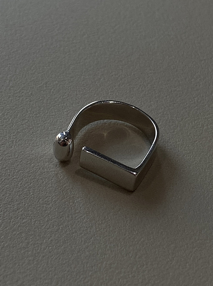 925 Sterling Silver With Gold Plated Simplistic Smooth Geometric Free Size Rings