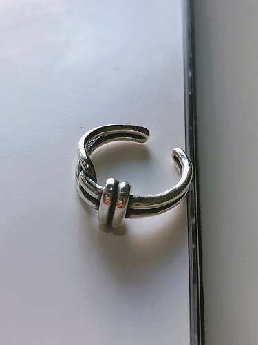 925 Sterling Silver Irregular Line Knot Hip Hop Midi Ring